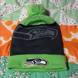 Superbowl Champs Seahawks New Era Lime Green and Navy Beanie